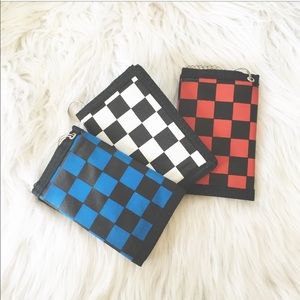 Checkered trifold wallet